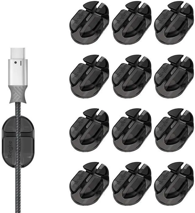 Main image of Cable Organizer Clips Holder 2-Way Cross Slotted 3M Adhesive Multipurpose Desktop Office Car Home Solution Line Cord Management System for Charging Power Wire USB Electronics Accessory, 12-Pack