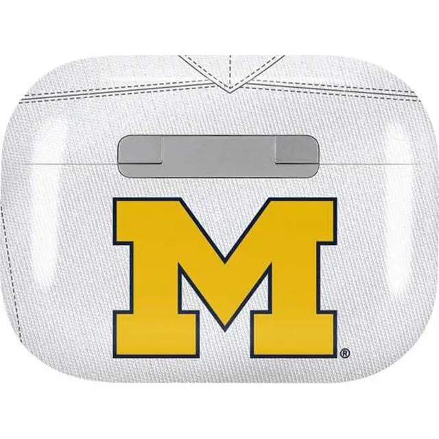 Alt view image 2 of 4 - Decal Audio Skin Compatible with Apple AirPods Pro - Officially Licensed University of Michigan White Jersey Design