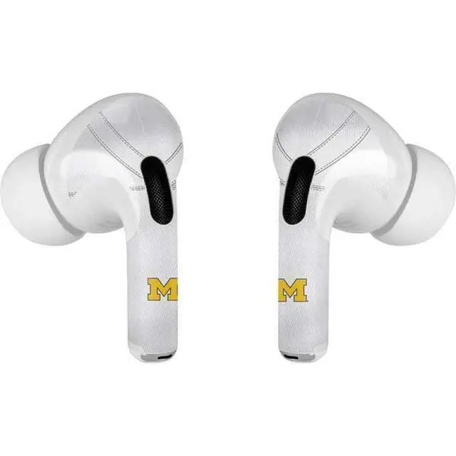 Alt view image 3 of 4 - Decal Audio Skin Compatible with Apple AirPods Pro - Officially Licensed University of Michigan White Jersey Design