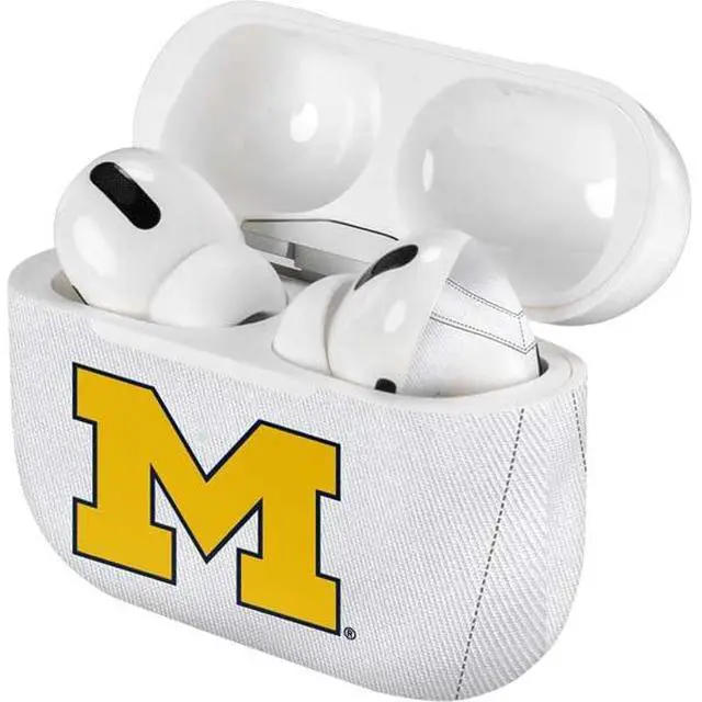Alt view image 4 of 4 - Decal Audio Skin Compatible with Apple AirPods Pro - Officially Licensed University of Michigan White Jersey Design