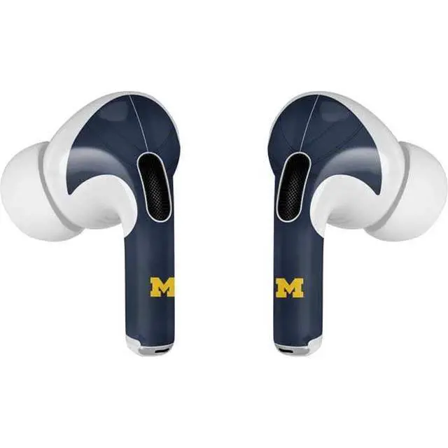 Alt view image 3 of 4 - Decal Audio Skin Compatible with Apple AirPods Pro - Officially Licensed University of Michigan Blue Jersey Design