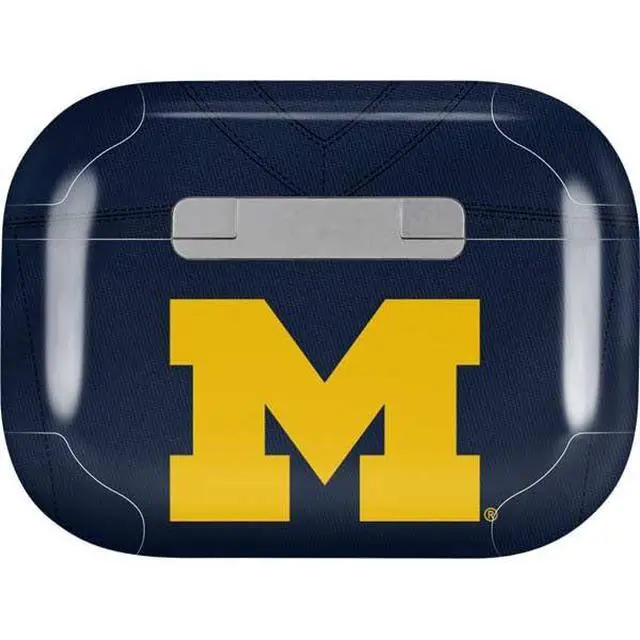Alt view image 2 of 4 - Decal Audio Skin Compatible with Apple AirPods Pro - Officially Licensed University of Michigan Blue Jersey Design