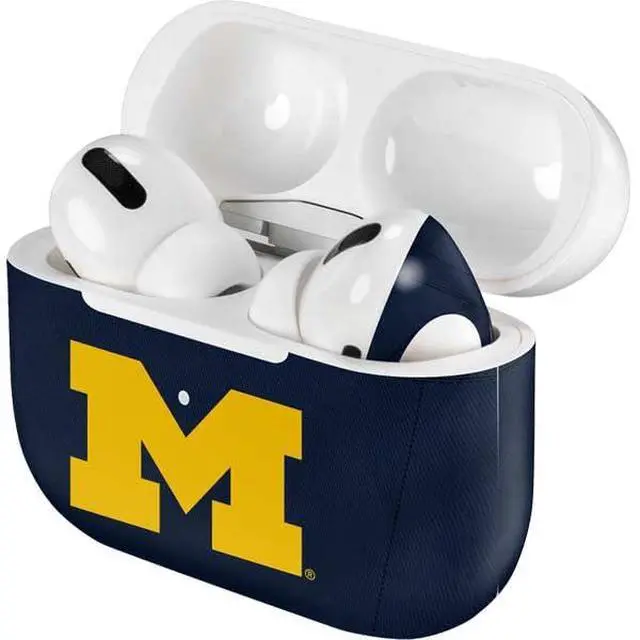 Alt view image 4 of 4 - Decal Audio Skin Compatible with Apple AirPods Pro - Officially Licensed University of Michigan Blue Jersey Design