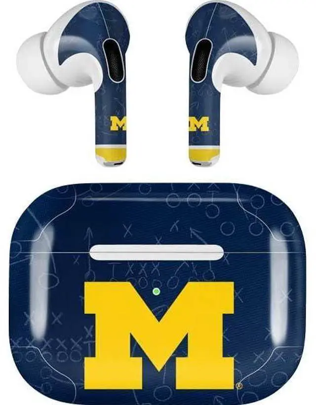 Main image of Decal Audio Skin Compatible with Apple AirPods Pro - Officially Licensed University of Michigan Jersey Split Design