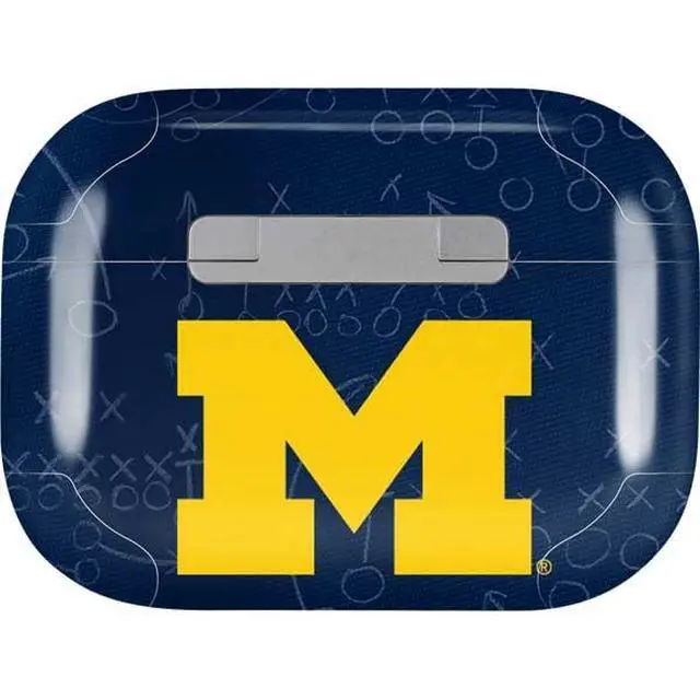 Alt view image 2 of 4 - Decal Audio Skin Compatible with Apple AirPods Pro - Officially Licensed University of Michigan Jersey Split Design