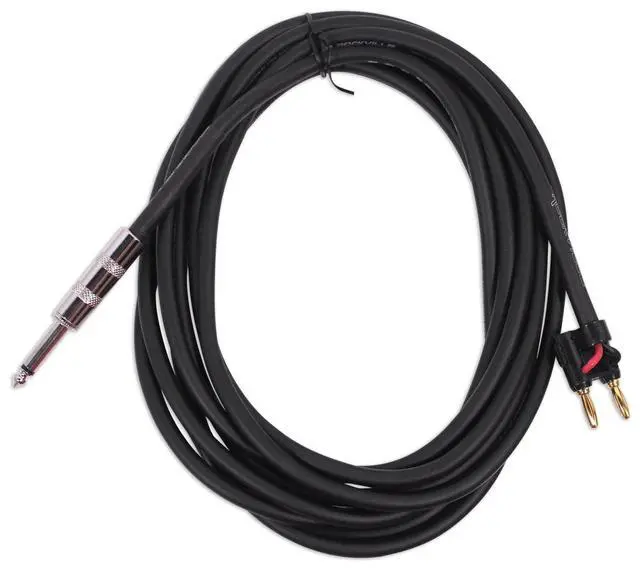 Alt view image 2 of 5 - RCXBN15 15' 1/4" to Banana Speaker Cable, 16 Gauge, 2-Pack | 16 AWG OFC, Black PVC Jacket, Rubber Insulated, ROHS Compliant, Low Resistance, Flexible, 100% Copper