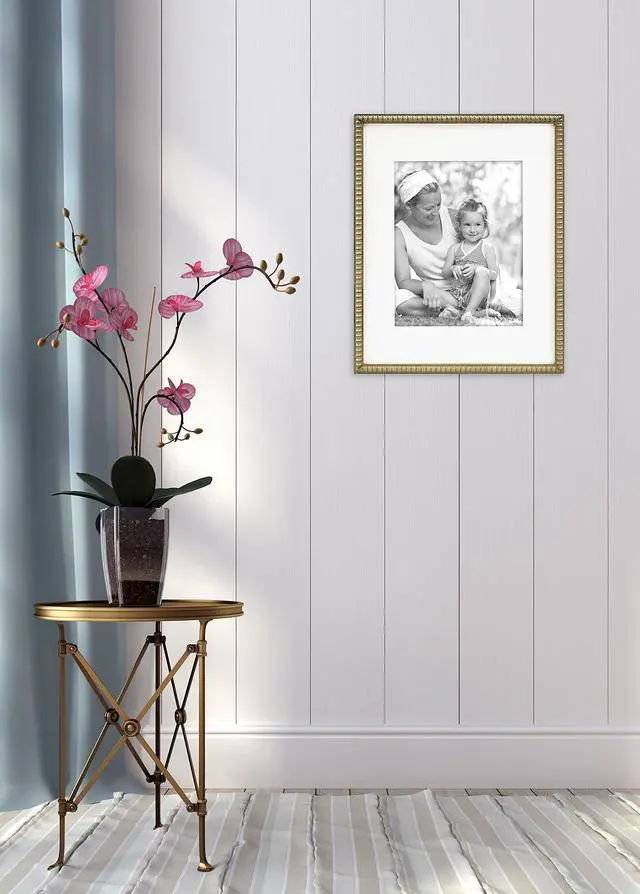 Alt view image 2 of 2 - 16x20 Inch Beaded Frame with 11x14 Inch Mat Opening, Champagne (47607)