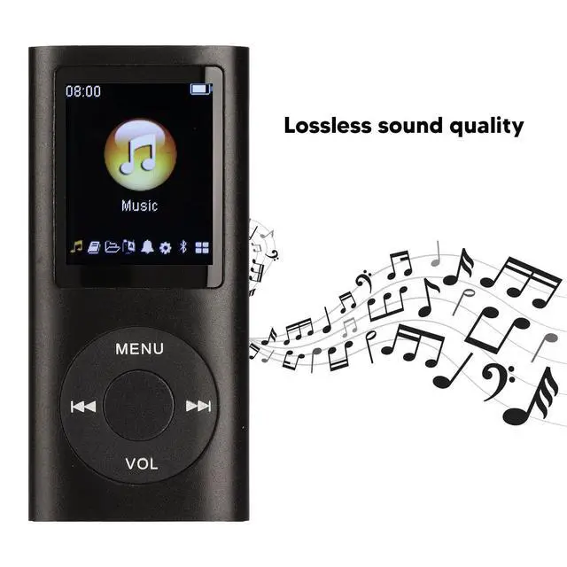 Alt view image 3 of 6 - Slim Portable MP3 Player with Lossless Sound 1.8" LCD Screen Supports 64GB SD Card & Earphone, Portable Music Player with Earphone, Support up to 64GB Memory Card, 8H Playing time (Black)