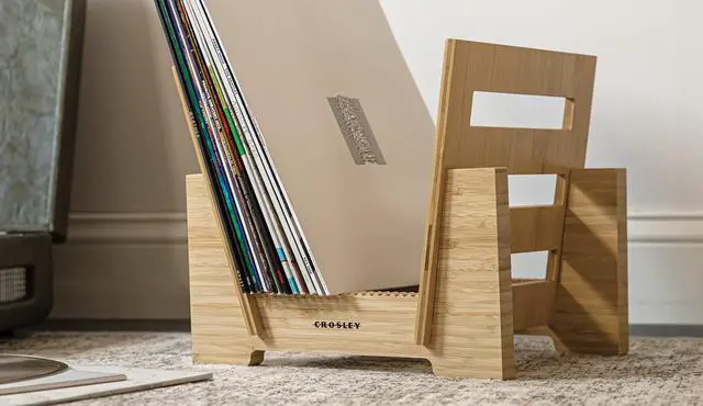 Alt view image 6 of 6 - AC1052A-BA Record Storage Display Stand, Bamboo | Store up to 30 7 and 12 Records