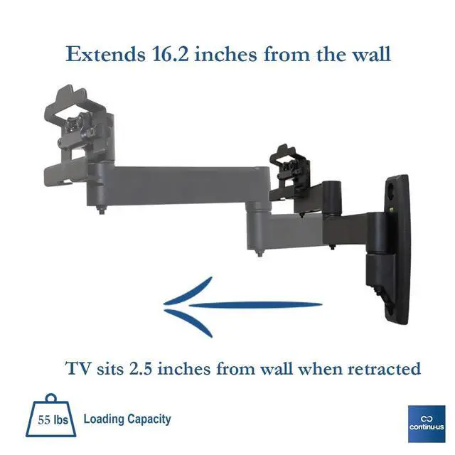 Alt view image 4 of 6 - TV Wall Mount Low Profile for 40 inch TVs + Up | Continu.us CTM-5000 Tilting Television Wall Mount Bracket. Eliminates Screen Glare - Easy to Install: Max Load 165lbs. (CTM-2200)