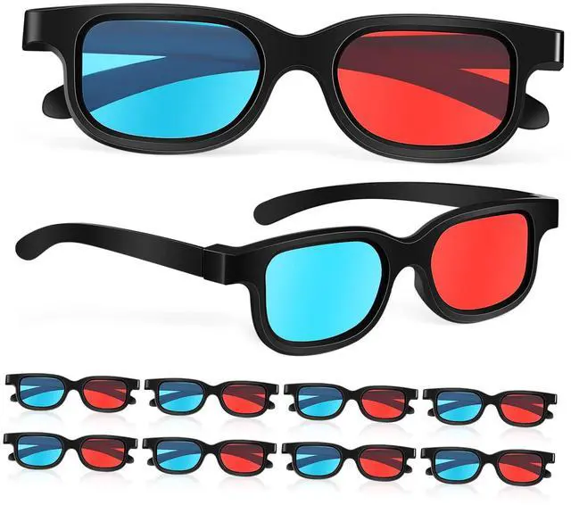 Main image of 10 Pack 3D Glasses with Red Lenses Theater Glasses for 3D Movies Tv Gaming Home Theater Boys and Girls Friendly
