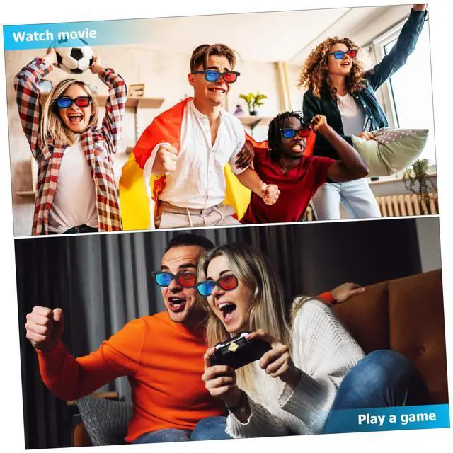 Alt view image 5 of 7 - 10 Pack 3D Glasses with Red Lenses Theater Glasses for 3D Movies Tv Gaming Home Theater Boys and Girls Friendly