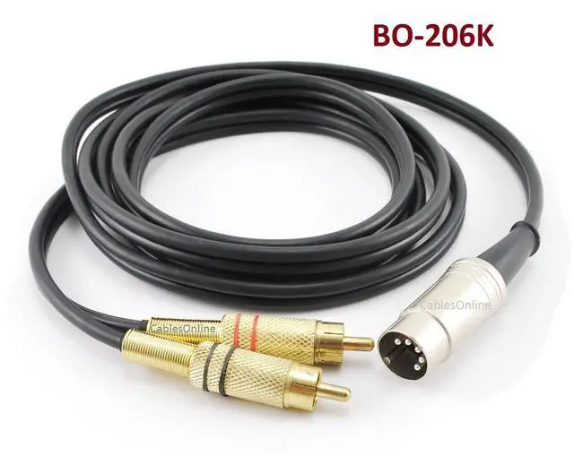Alt view image 2 of 2 - CablesOnline 6ft 5-Pin Din Male to 2-RCA Male Professional Audio Cable for Bang & Olufsen, Naim, Quad...Stereo Systems, Black (BO-206K)