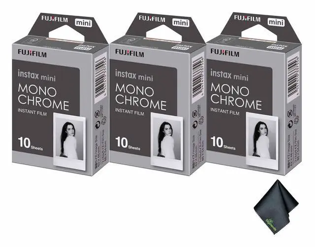 Main image of INSTAX MINI Monochrome Film 30 Exposures Bundle | For Instant Photos, Scrapbooks & Sharing | Includes Cleaning Cloth