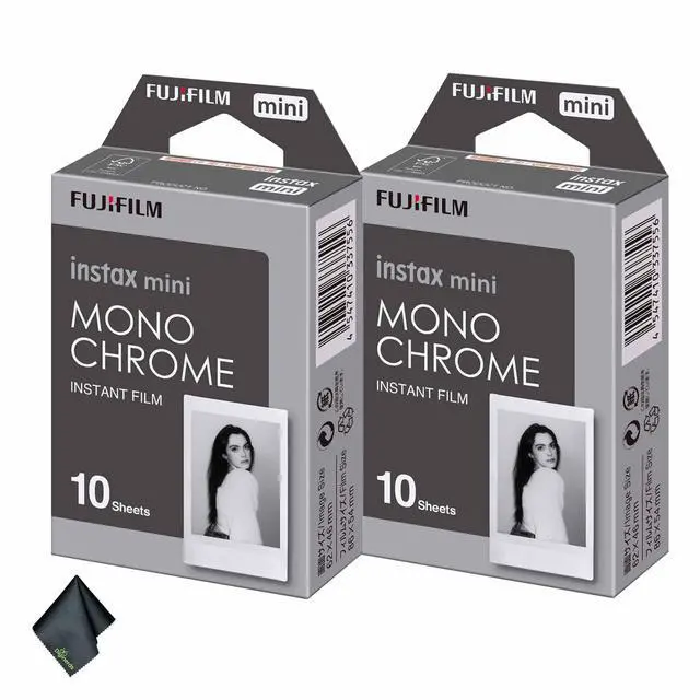 Main image of INSTAX MINI Monochrome Film 20 Exposures Bundle | For Instant Photos, Scrapbooks & Sharing | Includes Cleaning Cloth