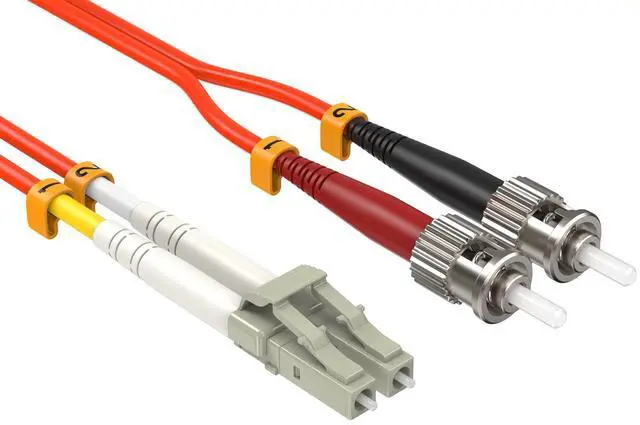 Main image of CableLedaer 2m OM2 LC to ST UPC Duplex Corning Fiber Optic Cable MultiMode 50/125 OFNR Rated for Fast Ethernet, Fiber Channel, Data Center & ATM, Orange