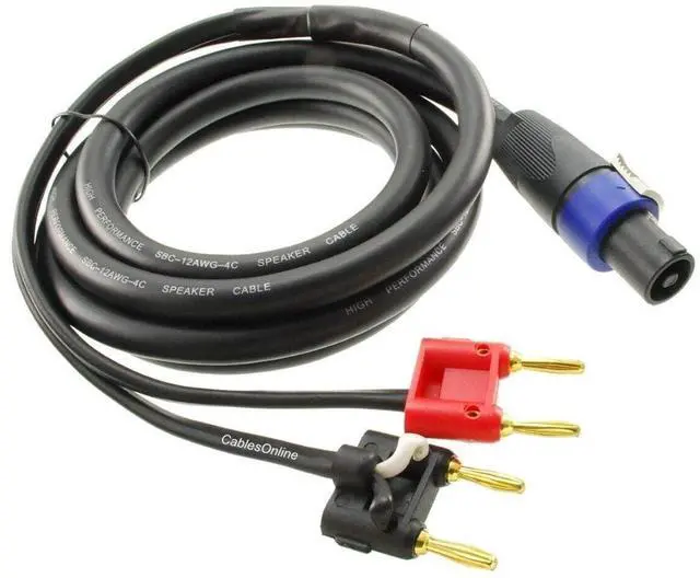 Main image of CablesOnline, 6ft 12AWG 4-Pole Neutrik SpeakOn to 2-Dual Banana Preminum Speaker Cable, XR-K9206
