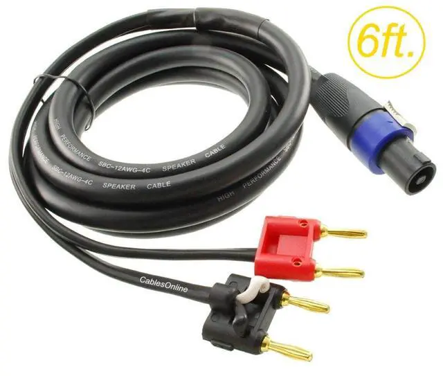 Alt view image 4 of 4 - CablesOnline, 6ft 12AWG 4-Pole Neutrik SpeakOn to 2-Dual Banana Preminum Speaker Cable, XR-K9206