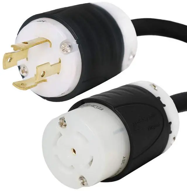 Main image of NEMA L15-30P to L21-30R Power Cords - 1 Foot, 30A/208V, 10/4 SJOOW - # IBX-7792-01 (1 ft)