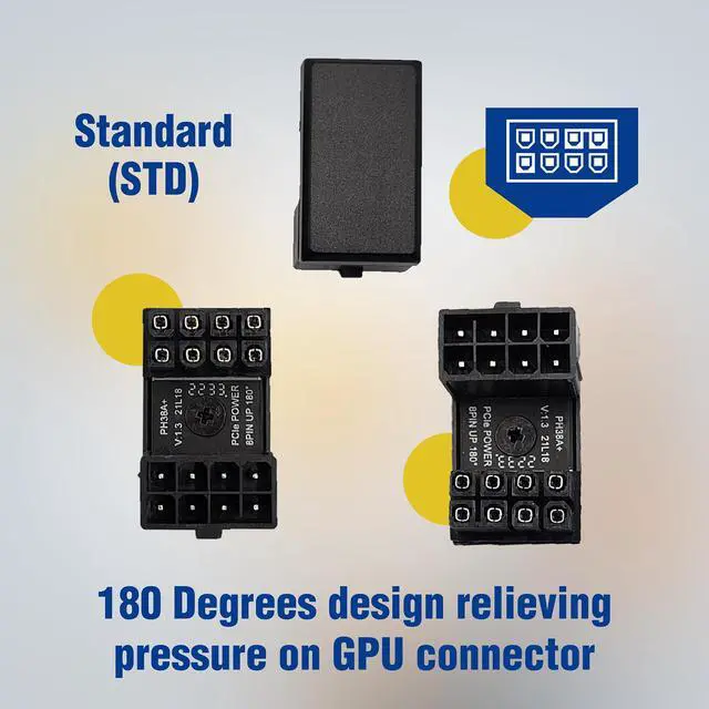 Alt view image 6 of 7 - PCIe 8-Pin 180 Degree Angled GPU Power Adapter, Standard Version (3-Pack) (G08-PCIESTD-3)