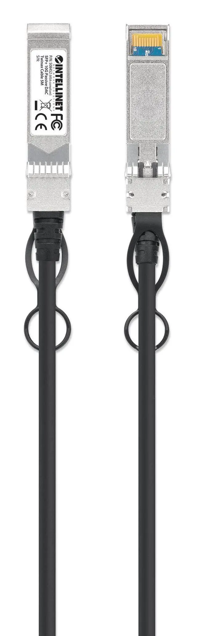 Alt view image 3 of 5 - Intellinet 10G SFP+ Passive DAC Twinax Cable, 14 Ft, MSA-Compliant | 10 Gbps SFP+ to SFP+ passive DAC twinax, direct attach copper, MSA-Compliant, AWG 30, hot-swappable, black | 508452