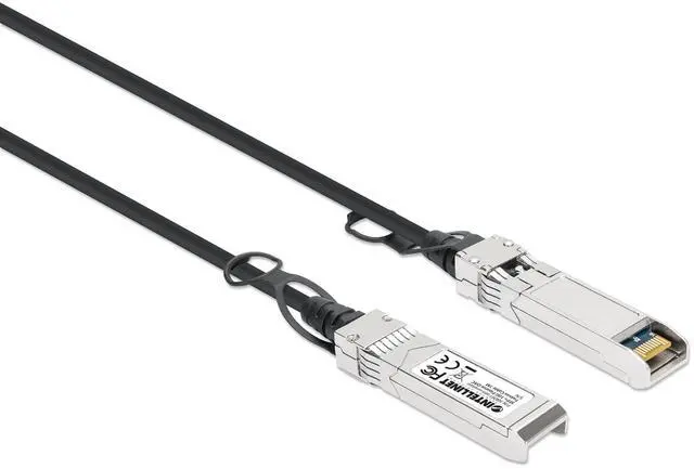 Main image of Intellinet 10G SFP+ Passive DAC Twinax Cable, 1.5 Ft, AWG 30, Black | SFP+ to SFP+ passive DAC twinax cable, 10 Gbps, MSA-compliant, direct attach copper, AWG 30, 1.5 ft | 508377