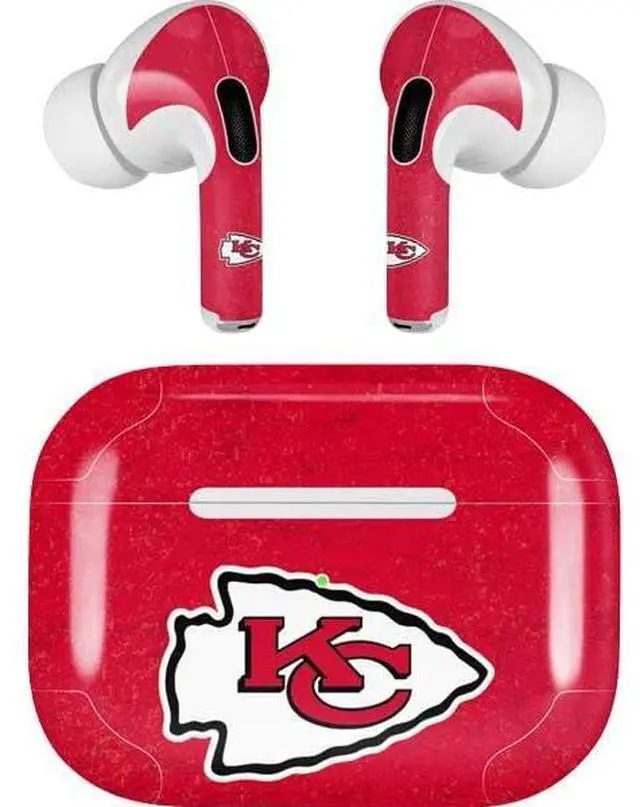 Main image of Decal Audio Skin Compatible with AirPods Pro 2nd Gen - Officially Licensed NFL Kansas City Chiefs Distressed Design