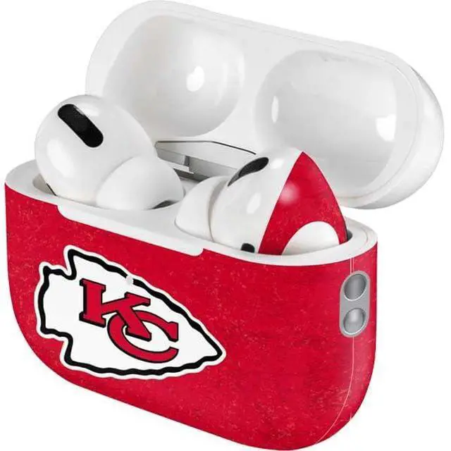 Alt view image 4 of 4 - Decal Audio Skin Compatible with AirPods Pro 2nd Gen - Officially Licensed NFL Kansas City Chiefs Distressed Design
