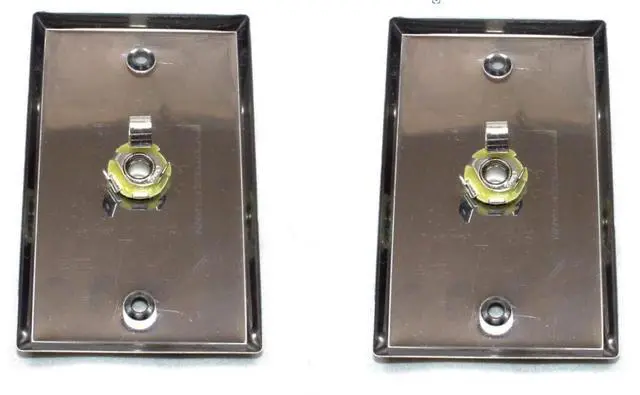 Alt view image 4 of 4 - (2) Two Single Wall Plates w/NEUTRIK REAN NYS229 Mono 1/4" Jack Stainless Steel