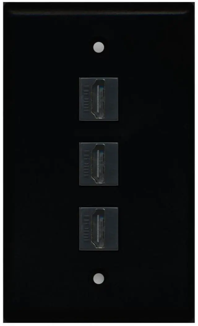 Main image of 3 Port HDMI Wall Plate - Black
