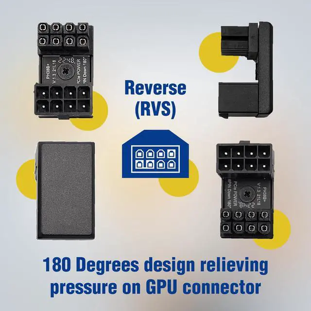 Alt view image 6 of 7 - PCIe 8-Pin 180 Degree Angled GPU Power Adapter, Reverse Version (3-Pack) (G08-PCIERVS-3)