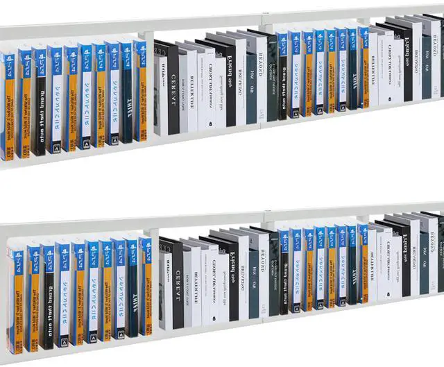 Main image of CD Storage Shelf, 34 Inch Media Storage Rack, Cube Storage Organizer Floating Shelf, Wall Mounted Video Games CD DVD Organizer Metal Shelf for Study, Bedroom,Office,Living room (2 Pcs, White)