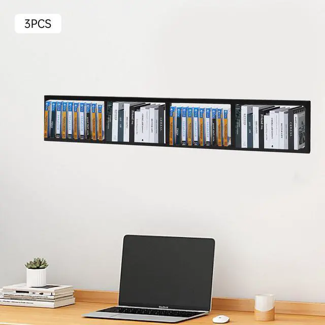 Alt view image 7 of 7 - CD Storage Shelf, 34 Inch Media Storage Rack, Cube Storage Organizer Floating Shelf, Wall Mounted Video Games CD DVD Organizer Metal Shelf for Study, Bedroom,Office,Living room (3 Pcs, Black)