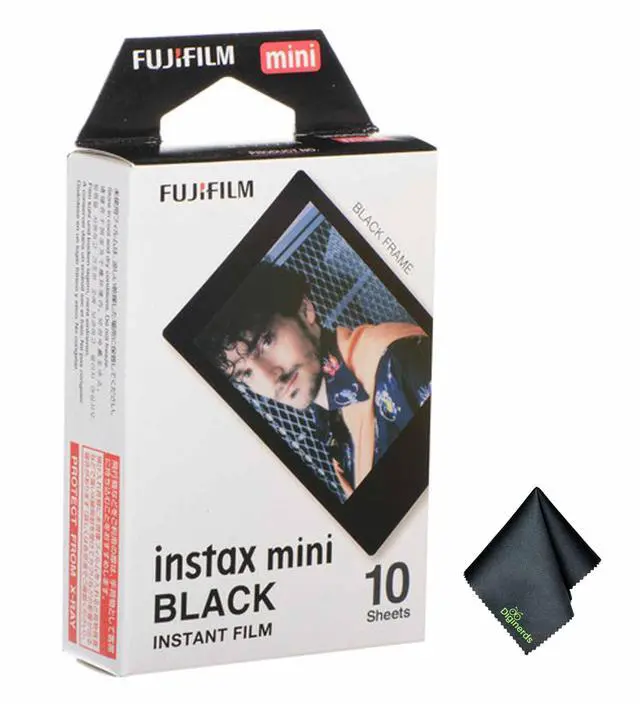 Main image of INSTAX MINI Black Film 10 Exposures Bundle | For Instant Photos, Scrapbooks & Sharing | Includes Cleaning Cloth