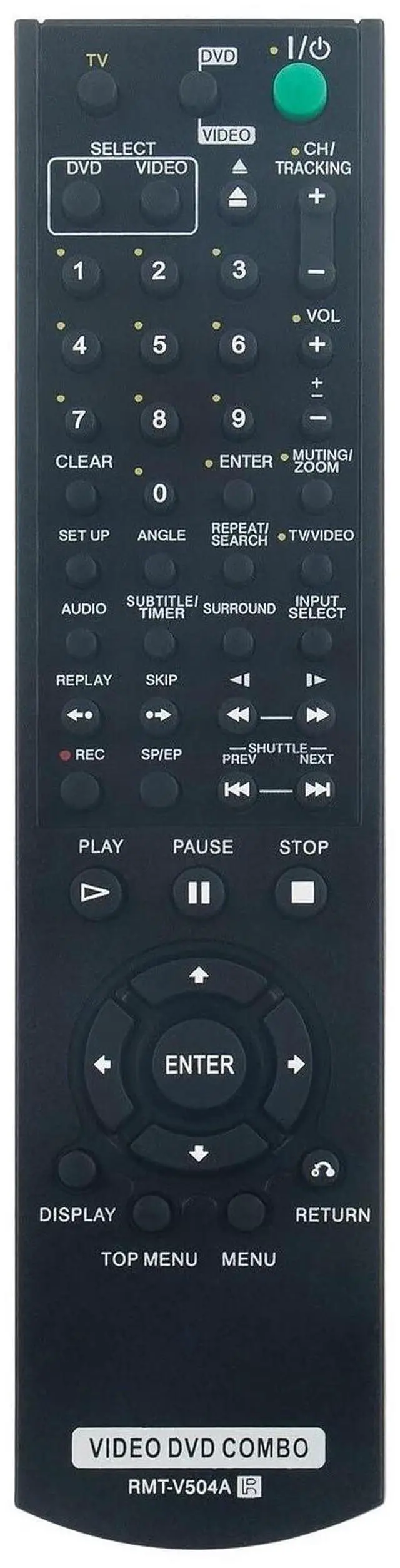 Main image of RMT-V504A Replace Remote Compatible with Sony DVD VCR Combo SLV-D380P | No Programming Or Pairing Required, 5-10m IR Range, Simple DIY Install, Compatible With All Listed Models