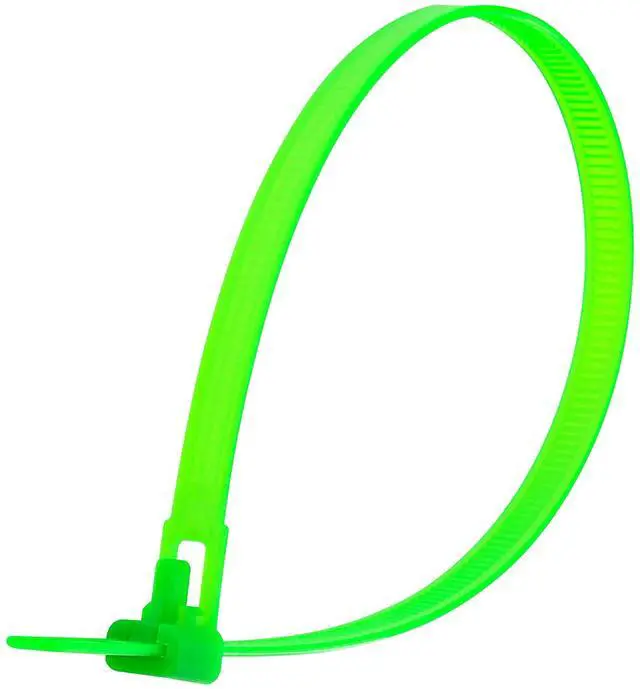 Main image of 12 Inch Fluorescent Green Standard Releasable Cable Tie - 100 Pack