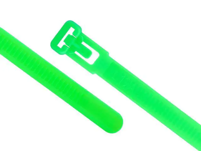 Alt view image 2 of 4 - 12 Inch Fluorescent Green Standard Releasable Cable Tie - 100 Pack