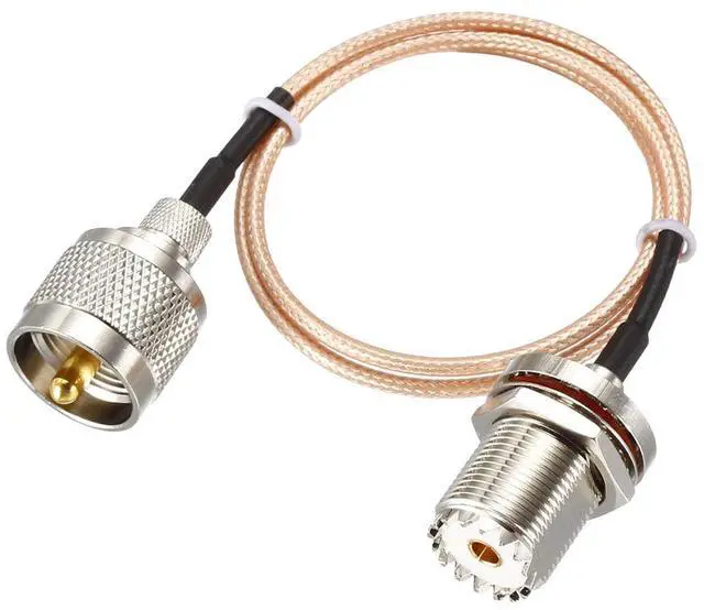 Main image of Coaxial Cable with UHF PL-259 Male to UHF SO-239 Female Bulkhead Connectors Low Loss Coax Cable RG316 50 Ohm 1.5 Ft