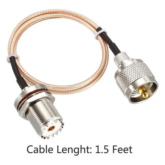 Alt view image 2 of 6 - Coaxial Cable with UHF PL-259 Male to UHF SO-239 Female Bulkhead Connectors Low Loss Coax Cable RG316 50 Ohm 1.5 Ft