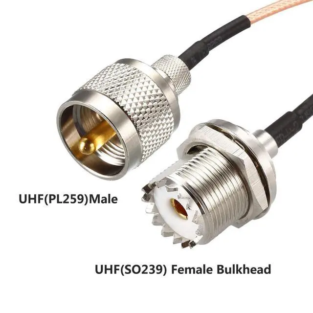 Alt view image 3 of 6 - Coaxial Cable with UHF PL-259 Male to UHF SO-239 Female Bulkhead Connectors Low Loss Coax Cable RG316 50 Ohm 1.5 Ft