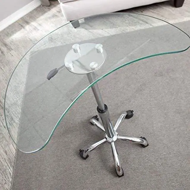 Alt view image 5 of 5 - Clear Glass and Aluminum Laptop Stand with Casters