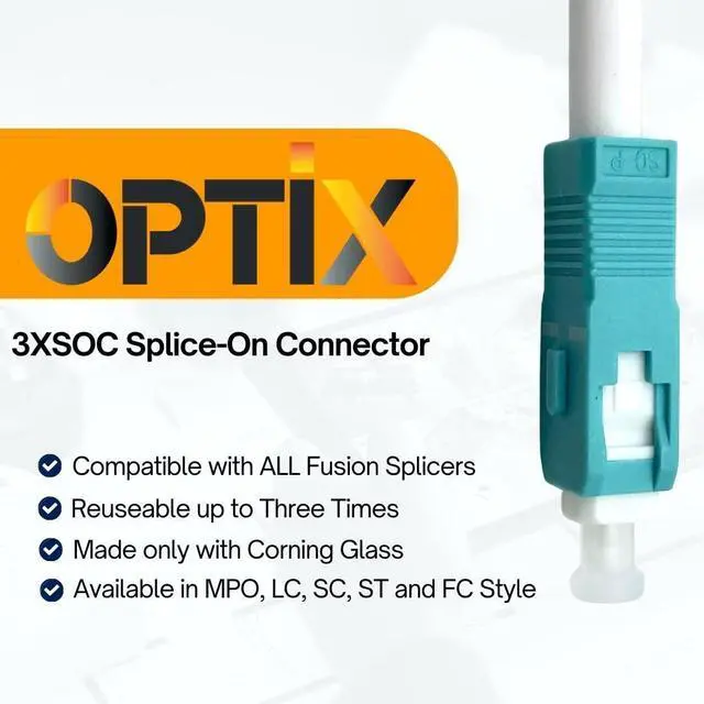 Alt view image 2 of 6 - Optix America Fiber Optic Universal & Reusable LC, SC 3X Splice-ON CONNECTORS | Pack of 10. (LC, OM1 Multimode)