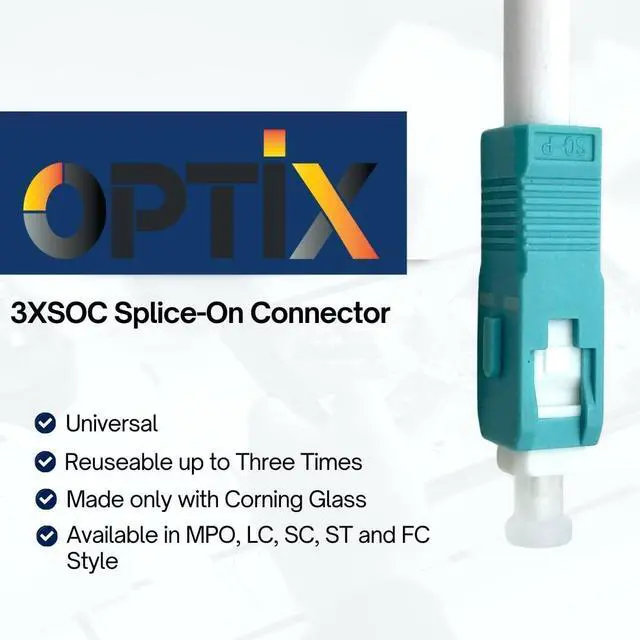 Alt view image 2 of 6 - Optix America Fiber Optic Universal & Reusable LC, SC 3X Splice-ON CONNECTORS | Pack of 10 (SC, UPC Single Mode)