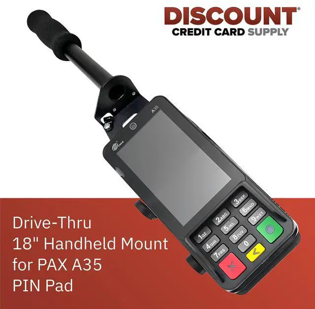 Alt view image 2 of 6 - Standard Drive-Thru Black Handheld Mount and Bracket for Pax A35 PIN Pad, 18", (V1)