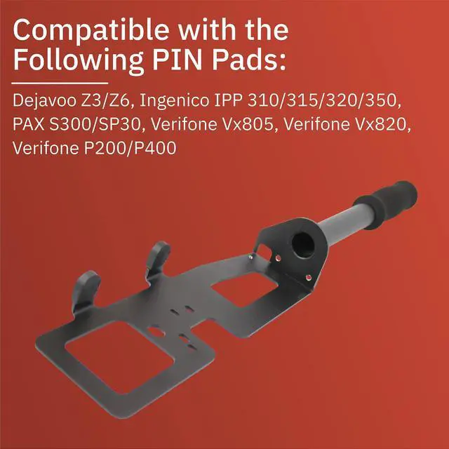 Alt view image 6 of 6 - Standard Drive-Thru Black Handheld Mount and Bracket for Pax A35 PIN Pad, 18", (V1)