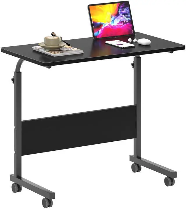 Main image of 31.5 inch Adjustable Mobile Bed Table Portable Laptop Computer Stand Desks with Tablet Slot Cart Tray, Black