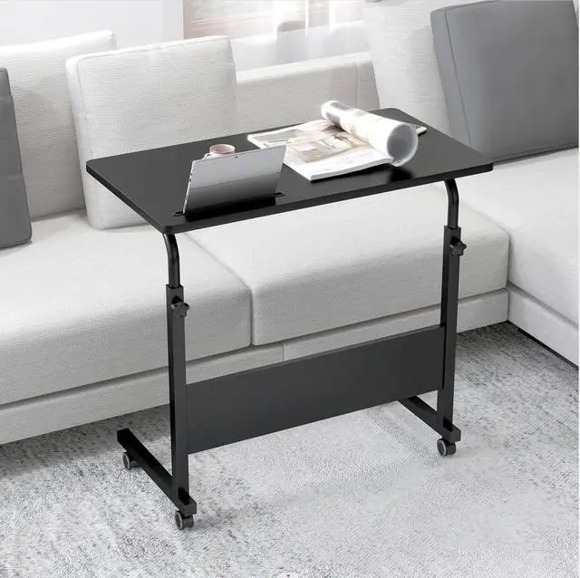 Alt view image 3 of 6 - 31.5 inch Adjustable Mobile Bed Table Portable Laptop Computer Stand Desks with Tablet Slot Cart Tray, Black