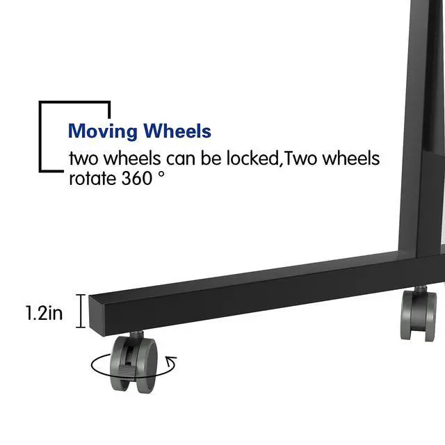 Alt view image 4 of 6 - 31.5 inch Adjustable Mobile Bed Table Portable Laptop Computer Stand Desks with Tablet Slot Cart Tray, Black