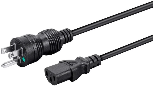 Alt view image 2 of 5 - Hospital-Grade Power Cord - 10 Feet - Black | NEMA 5-15P to IEC-320-C13 | 16AWG | 10A