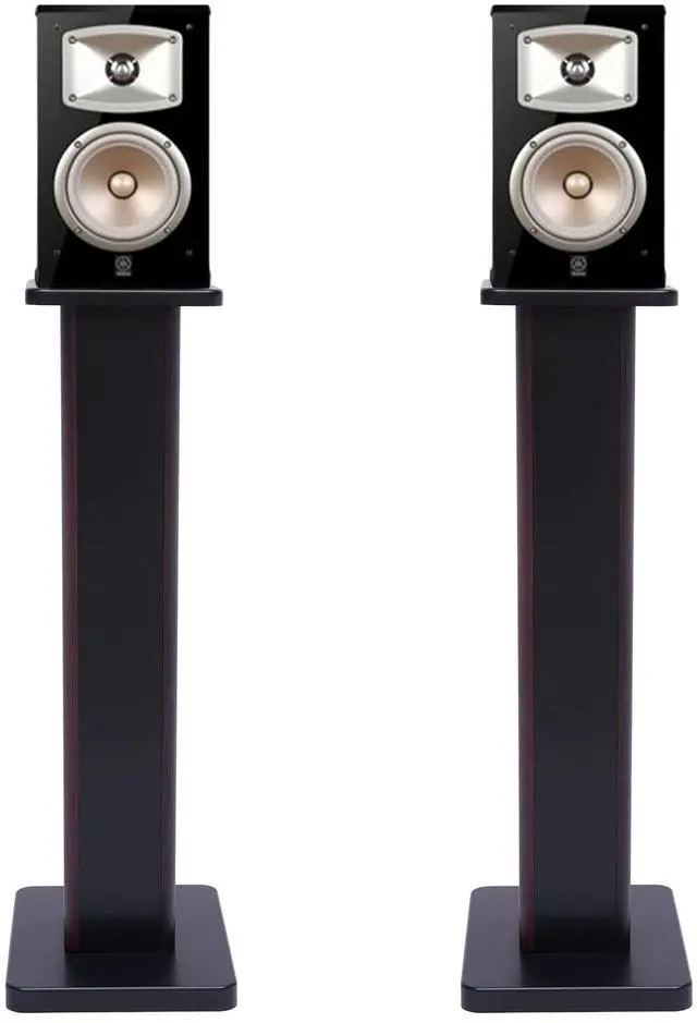 Alt view image 5 of 7 - 28 Inch Speaker Stands Pair, Wood Grain Floor Speaker Stands, Universal Bookshelf Speakers for Home Theater (Black Walnut)